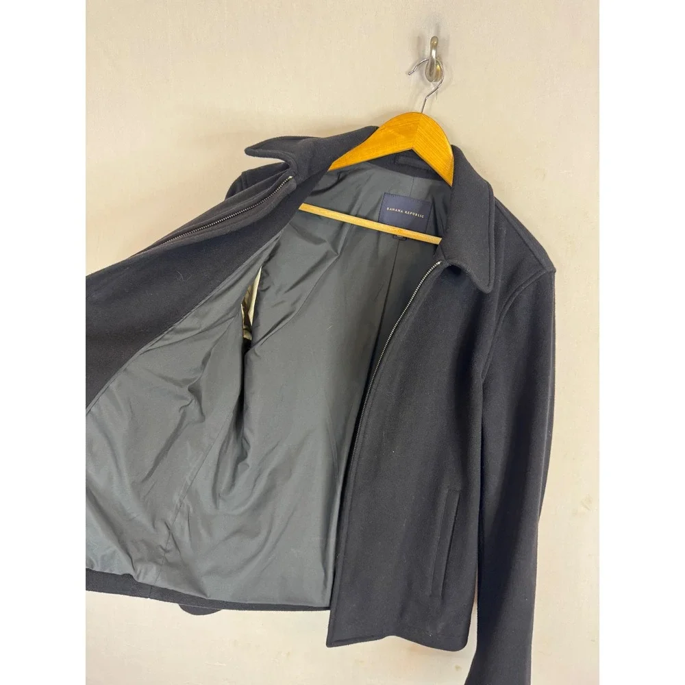 Banana Republic Mens Black Wool Cashmere Blend Full Zip Jacket 593783-00 Small
